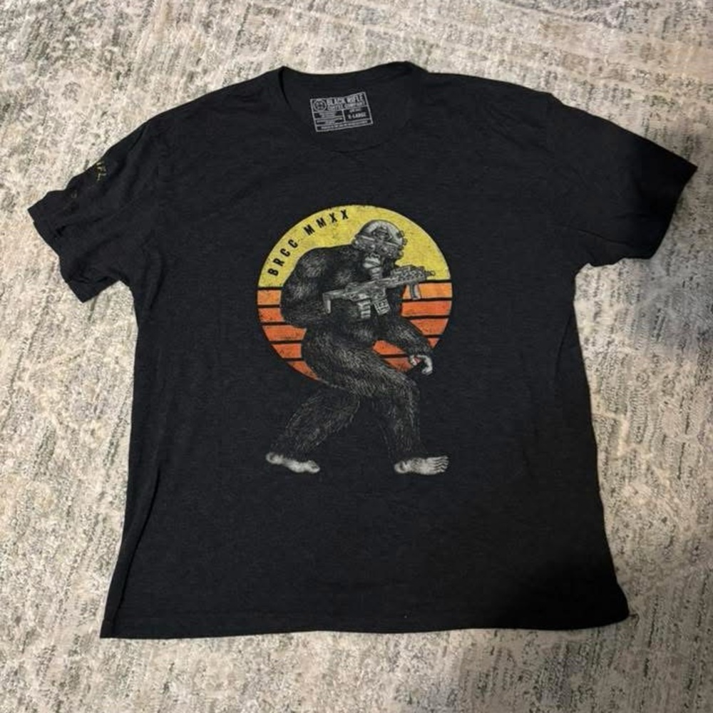 Black Graphic T-Shirt with Bigfoot Design